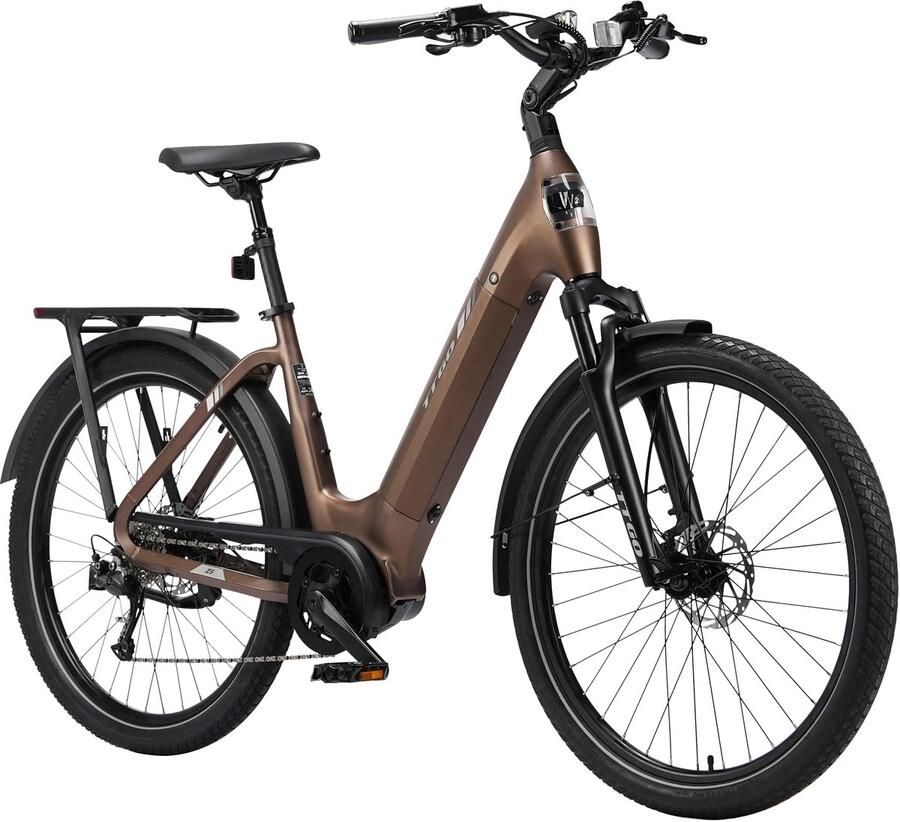 TTGO Z5 Elektrische Stadsfiets 27 5 Inch Banden Actieradius tot 140 km 250W Bafang Middenmotor 648Wh Accu Hydraulische Schijfrem Shi o 9 Versnellingen Aluminium Frame Max. Snelheid 25 km u Elektrische Fiets Bruin