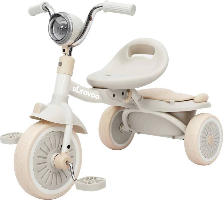 Ubravoo Ulbravoo Kinderfiets voor peuters van 1 tot 4 jaar Driewieler Verstelbaar Stille Wielen- Inklapbaar Wit