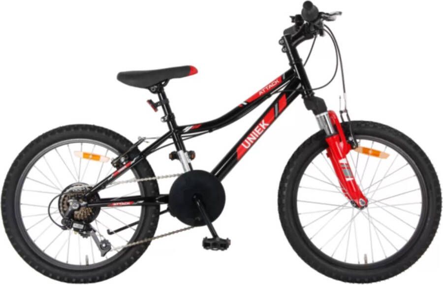 Uniek Kinderfiets Attack J 20'' 6V Zwart Rood