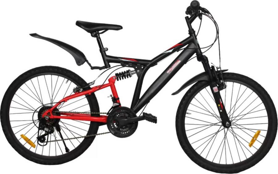 Uniek Mountainbike 26'' Mat Black Mat Red