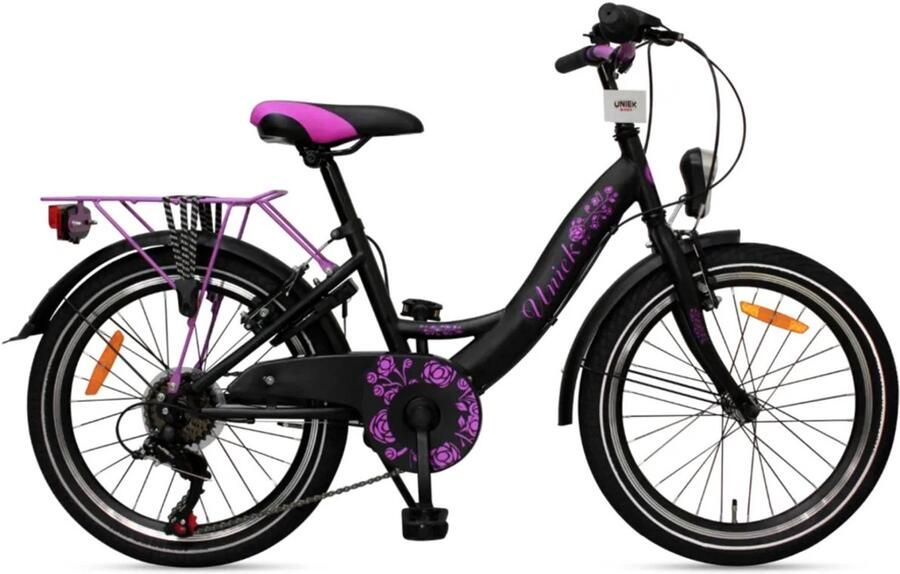 Uniek Kinderfiets 6S 20'' Zwart Roze