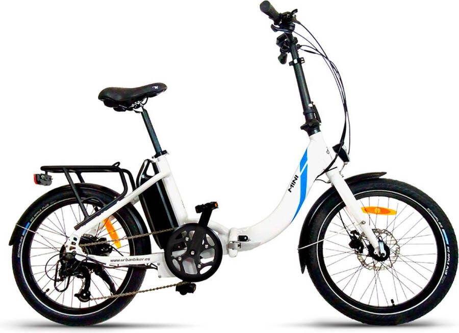 Urbanbiker Mini Elektrische Vouwfiets Afneembare Accu 540Wh (36V en 15Ah) Samsung Cellen 250W motor Wit 20 inch 7 Versnellingen Hydraulische Rem Unisex