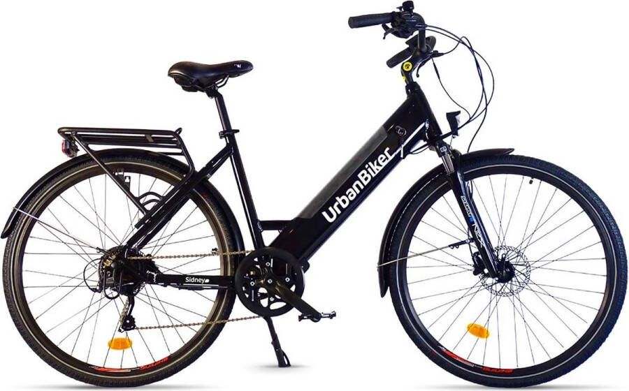 Urbanbiker Sidney Elektrische Stadsfiets- Afneembare Lithium Accu 504WH (48v 17 5Ah) Samsung Cellen 250W Motor Zwart 28 inch 7 Versnellingen Hydraulische Rem Unisex