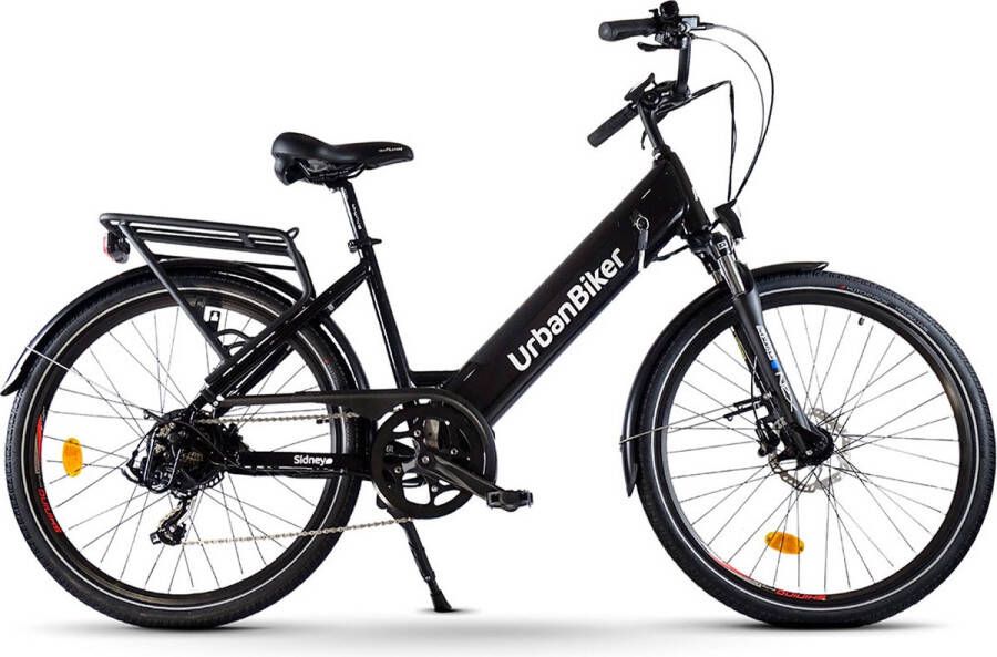 Urbanbiker Sidney Elektrische Stadsfiets- Afneembare Lithium Accu 504WH (48v 17 5Ah) Samsung Cellen 250W Motor Zwart 26 inch 7 Versnellingen Hydraulische Rem Unisex