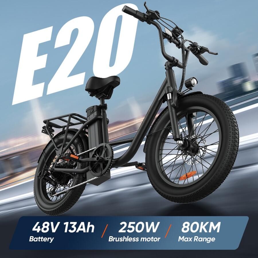 URlife E20 20 x 3 elektrische fiets met uitneembare 48 V 13 Ah-accu