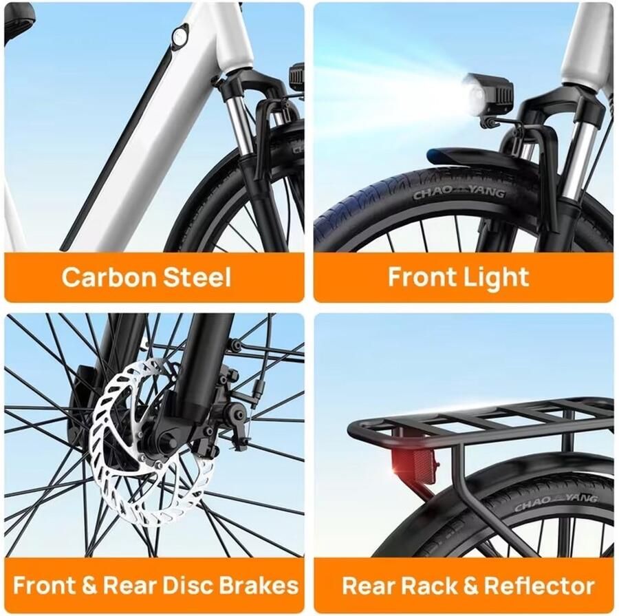 URlife E26 – 26 Stadsfiets E-Bike – 250W Motor – 36V 13Ah Accu – 60–80 km Actieradius