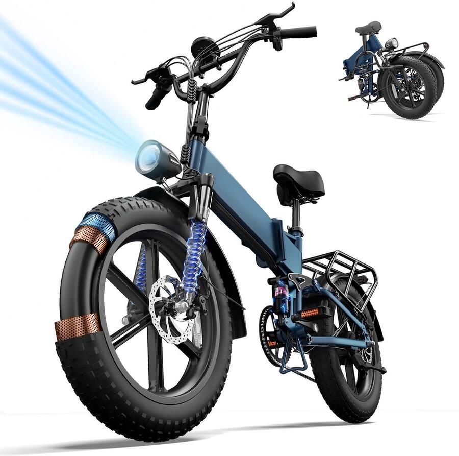 URLIFE T5 E-Bike 20 inch 128km actieradius 750W motor blauw