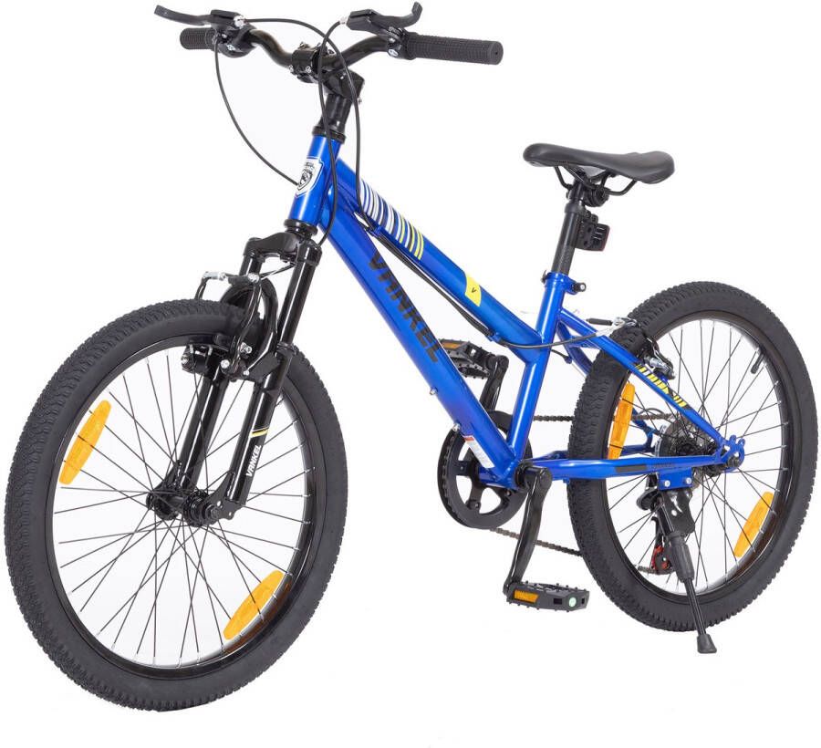 Vankel Fiets Heart Bike Kinderfiets 20 inch 6 Versnellingen Kettenschakeling V-brakes voor Kinderen vanaf 6-9 Jaar- Sportief Ontwerp Blauw