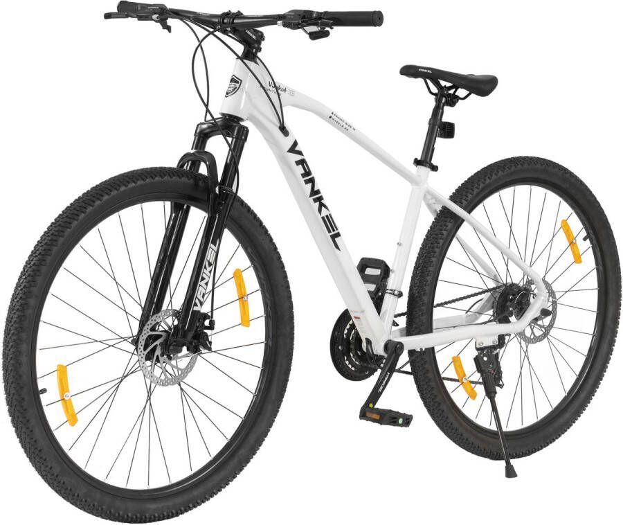 Vankel Fiets Mountainbike 29 inch Hardtail mountainbikes Shi o 21 versnellingen Shi o Derailleur met dubbele schijfrem Geschikt voor lengtes vanaf 160 cm voor en Wit