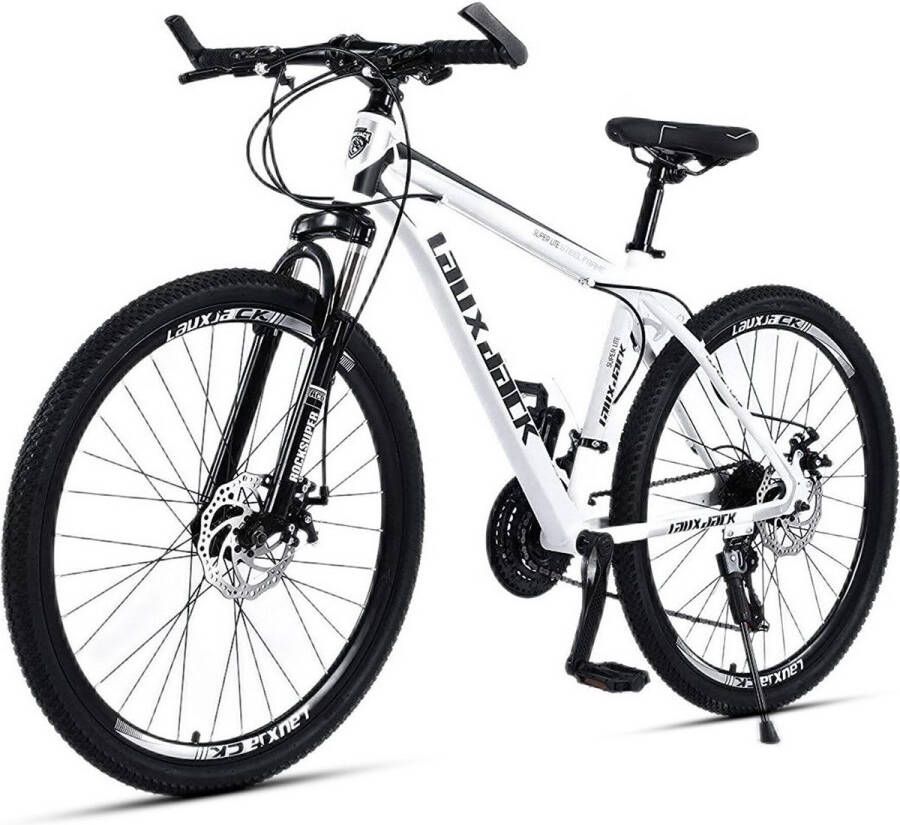 Vankel Fiets Mountainbike LAUXJACK 28 inch Hardtail mountainbikes met 21-speed Versnellingen Shi o Derailleur Met Schijfrem Wit
