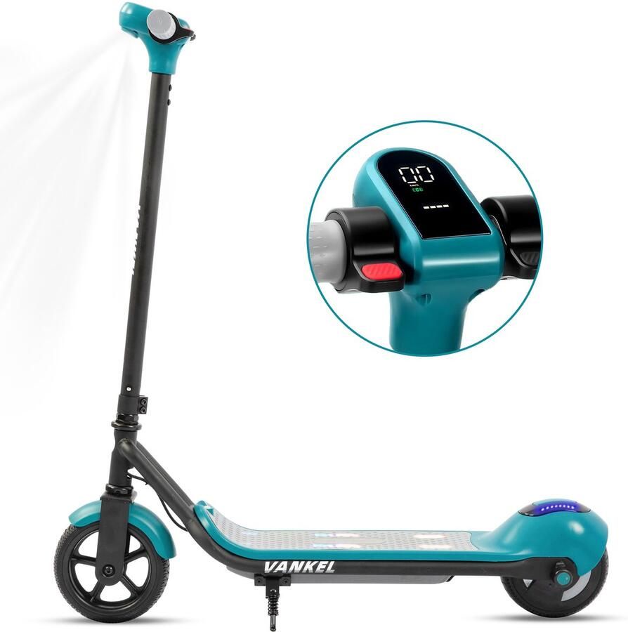 Vankel Elektrische step voor kinderen- Bereik tot 10km 110W Motor Maximumsnelheid 14 km u 6.5 Zoll Banden Maximale Belasting 60kg Opvouwbare Kinderstep voor 6-12 jaar Groen