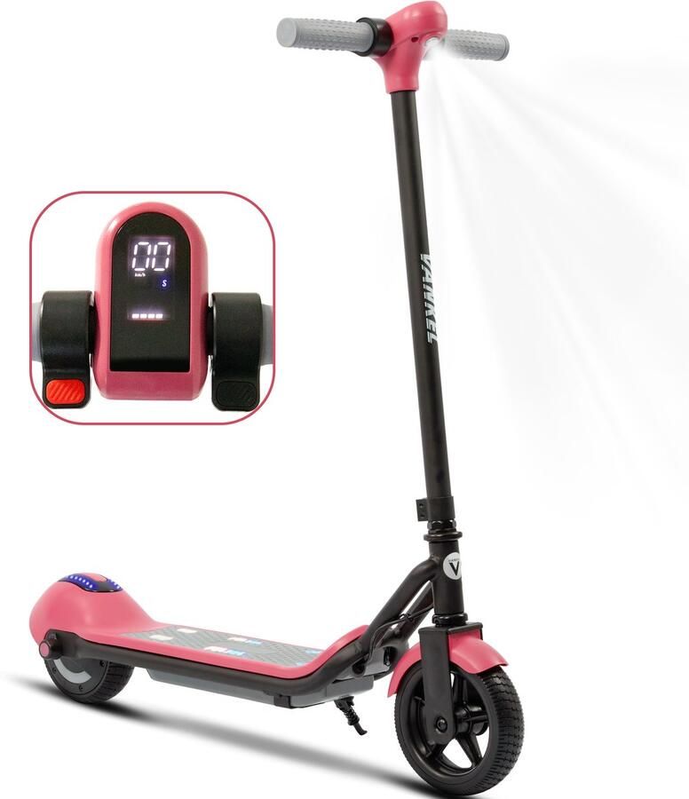 Vankel Elektrische step voor kinderen- Bereik tot 10km 110W Motor Maximumsnelheid 14 km u 6.5 Zoll Banden Maximale Belasting 60kg Opvouwbare Kinderstep voor 6-12 jaar Roze