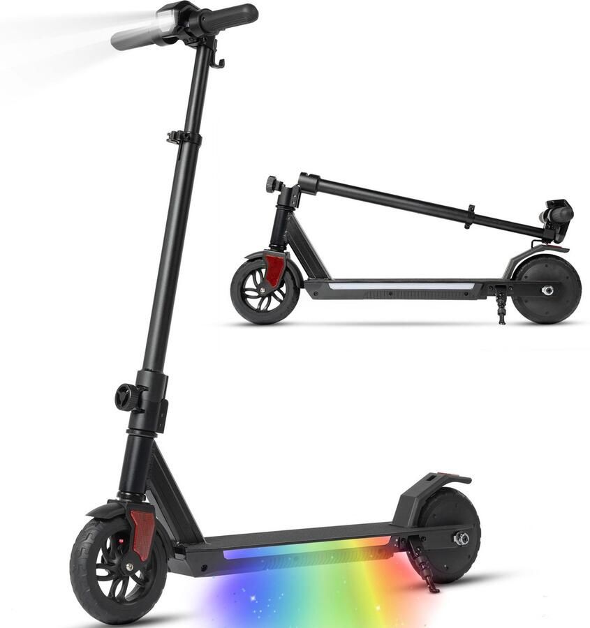 Vankel Elektrische step voor kinderen S31 Bereik tot 15km 150W Motor Maximumsnelheid 14 km u 6.5 Zoll Banden Verstelbaar stuur LED-verlichting & EBS remsysteem Opvouwbaar & lichtgewicht Voor kinderen vanaf 10 jaar Zwart