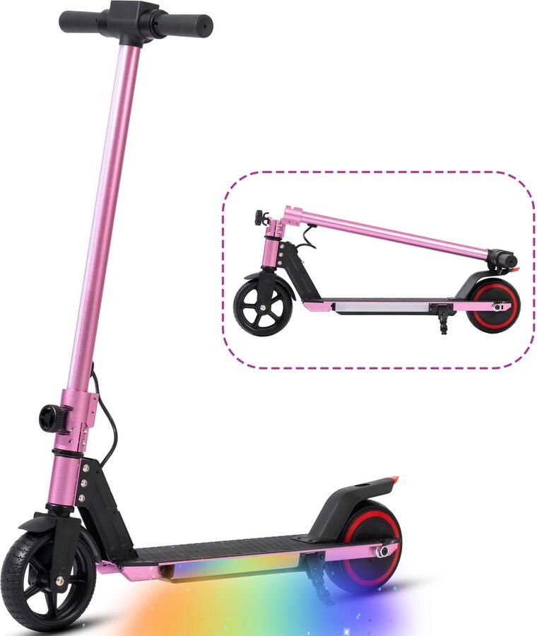 Vankel Elektrische step voor kinderen S32 -6.5 Zoll Banden Opvouwbare Kinderstep voor 6-15 jaar 150W Motor Maximumsnelheid 14 km u E-Step met LED Display Lichtgewicht Elektrische Step Skateboard met EBS-Maximale Belasting 100kg-roze