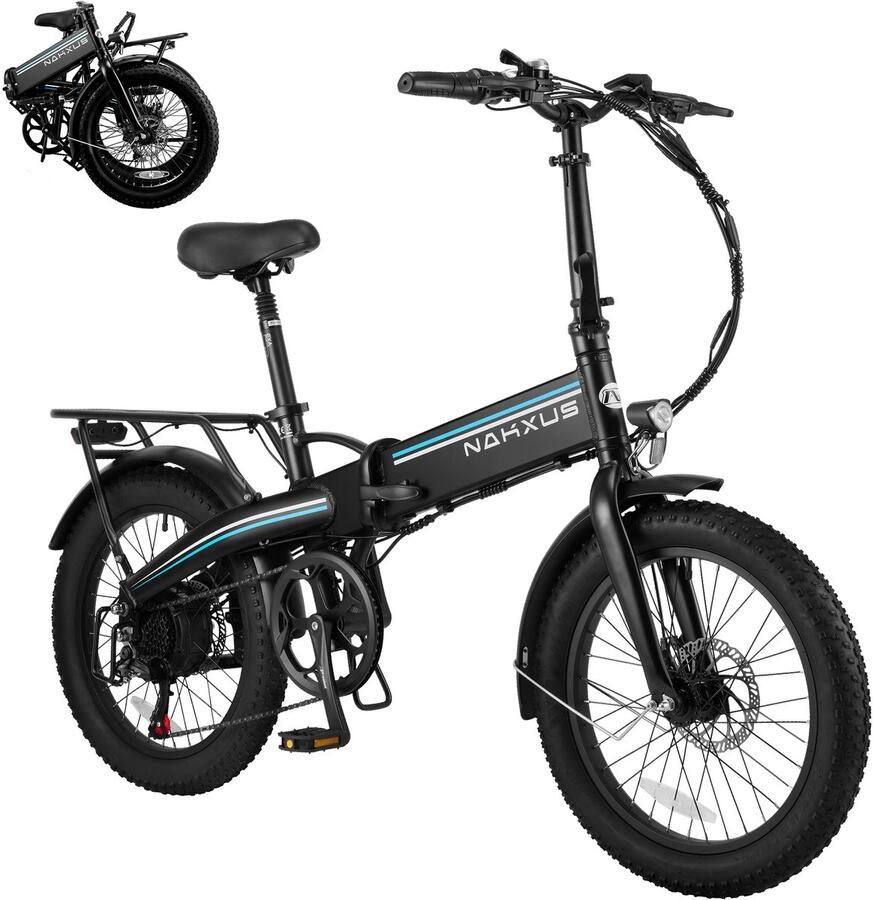 Vankel Elektrische Vouwfiets 48V 556Wh Accu 90Nm Koppel 20 inch Brede Banden Uitneembare Accu Shi o 7 Versnellingen Zwart