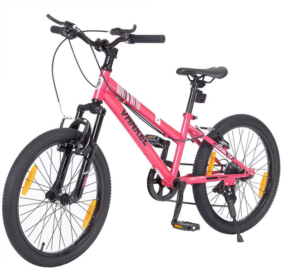 Vankel Fiets Bike Kinderfiets 20 inch 6 Versnellingen Kettenschakeling V-brakes voor Kinderen vanaf 6-9 Jaar- Sportief Ontwerp roze