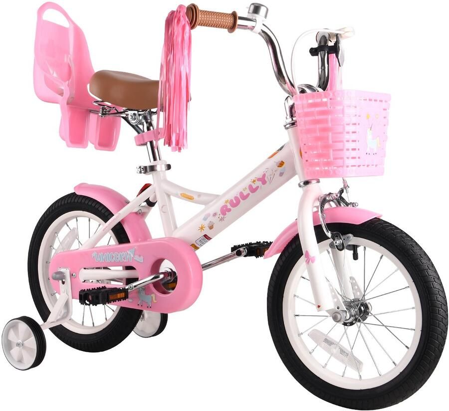 Vankel Kinderfiets voor Meisjes 12 14 16 inch Met Zijwieltjes -wit