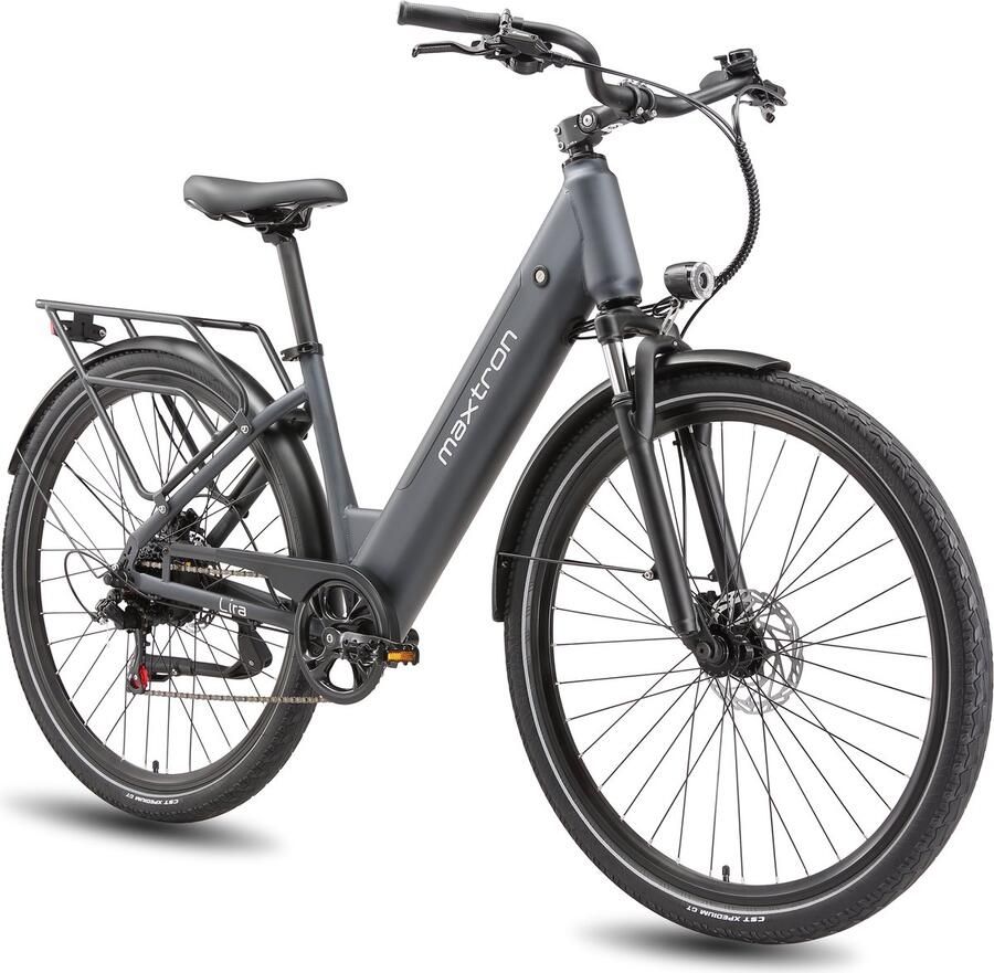 Maxtron Lira 28 Inch Elektrische Stadsfiets 48V 15Ah Lithium-accu Actieradius tot 140 km 250W Motor Hydraulische Schijfrem Shi o 7 Versnellingen Max. Belastbaar 120 kg Met Achterlicht Grijs