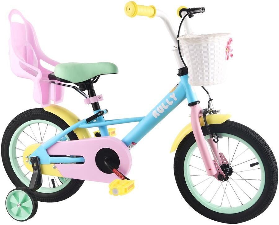Vankel Rully Kinderfiets voor en 12 14 16 inch Regenboogdesign Met Zijwieltjes d en Bel