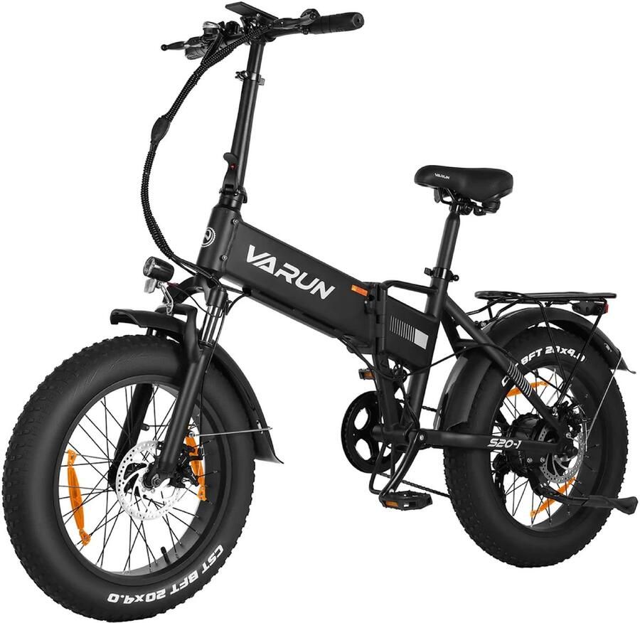 VARUN S20-1 E-bike Topsnelheid 25 km u 20×4 0 inch dikke banden 60km actieradius 250W motor 48V13Ah accu Shi o 7-speed achterderailleur 55 N·m dubbele schijfrem zwart