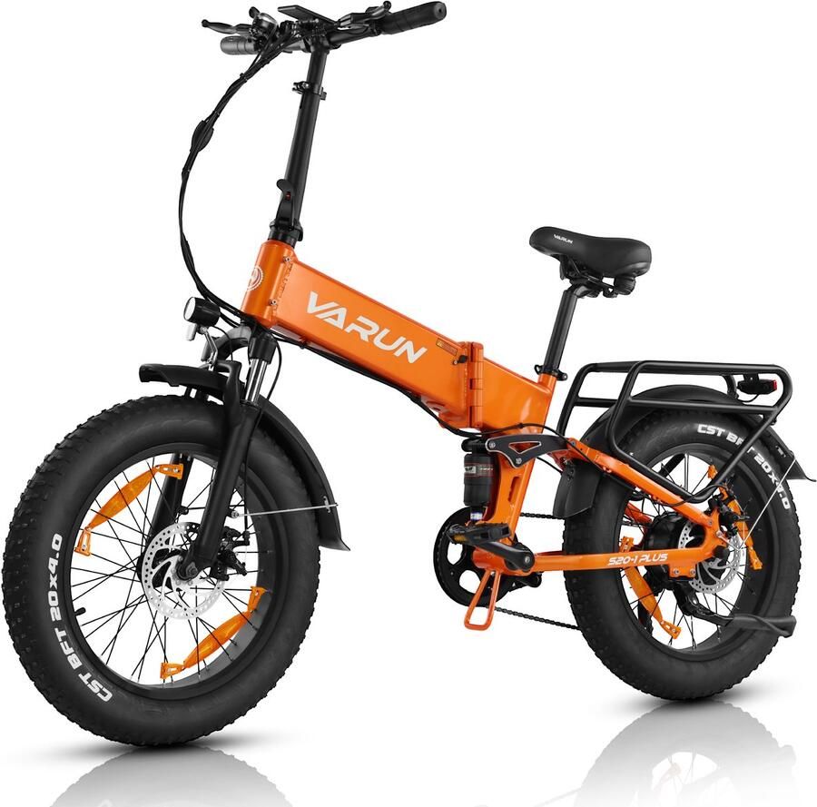 VARUN S20-1 PLUS E-bike 25 km u 20inch dikke banden 60km actieradius Shi o 7-speed 250W motor 48V13Ah accu 55 N·m dubbele schijfrem aluminium frame oranje