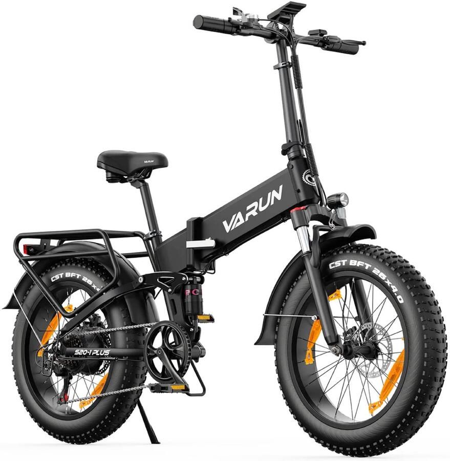 VARUN S20-1 PLUS E-bike 25 km u 20inch dikke banden 60km actieradius Shi o 7-speed 250W motor 48V13Ah accu 55 N·m dubbele schijfrem aluminium frame zwart