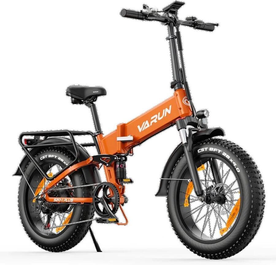 VARUN S20-1 PLUS E-bike 25 km u 20inch dikke banden 60km actieradius Shi o 7-speed 250W motor 48V13Ah accu 55 N·m dubbele schijfrem aluminium frame oranje