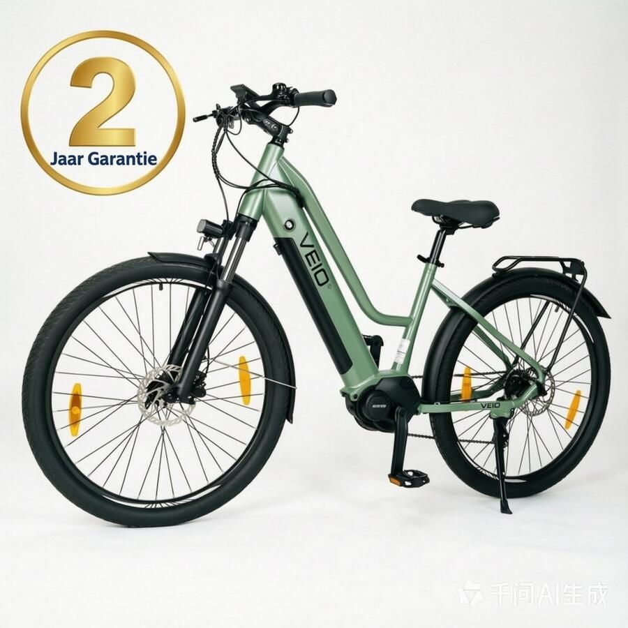 Veio Y1 ST Elektrische Stadsfiets – 150 km Actieradius 250W Middenmotor 522Wh Accu Hydraulische Vering 27 5 Groen