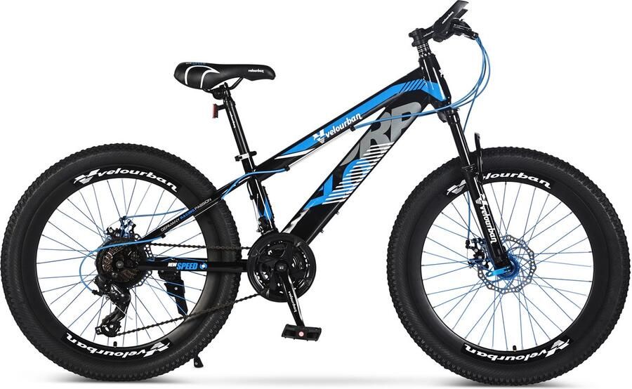 Velo Urban 24 Inch Kinder Mountainbike – 21-speed Shimano – Schijfremmen – Blauw & Zwart