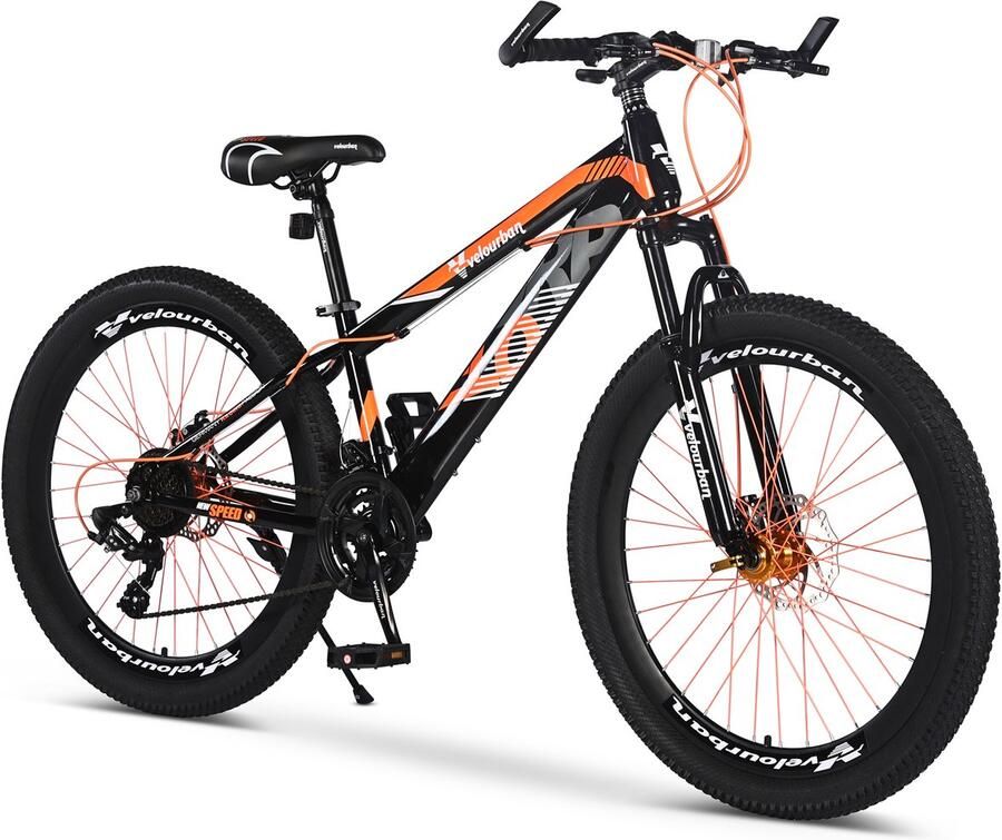 Velo Urban 26 Inch Jeugd Mountainbike – 21-speed Shimano – Schijfremmen – Oranje & Zwart