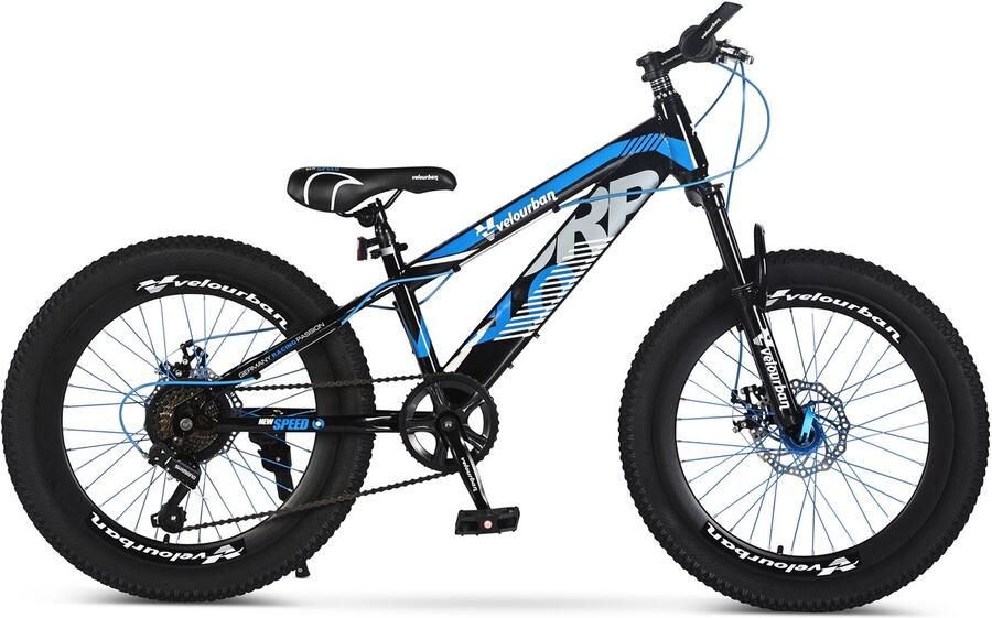 Velo Urban Kinder Mountainbike 22 Inch – Shi o 7 Versnellingen – Schijfrem – Blauw & Zwart
