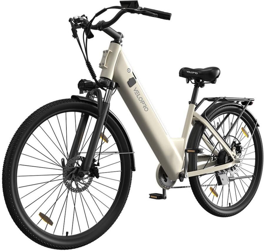 VELOPRO C1 Elektrische Fiets 250W 36V 13Ah Tot 120 km Shi o 7V 27 5 inch Mechanische Schijfrem LCD wit