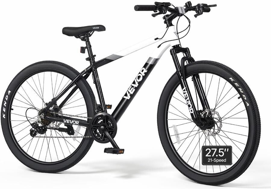 Vevor Mountainbike voor en 27 5 inch 21 Versnellingen Ideaal voor Volwassenen Frame van Aluminiumlegering met Verende Voorvork Draagvermogen van 120 Kg Bel Reflectoren en Bevestigingspunt voor Verlichting