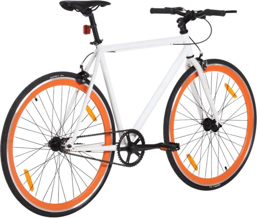 VidaXL – Bike – Fixie – White – 55cm – Orange Oranje Fiets