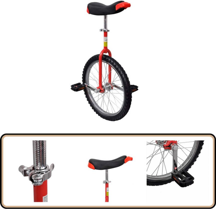 VidaXL Eenwieler Verstelbaar 20 inch Rood Eenwieler Eenwielers Éénwieler Eenwieler Fiets