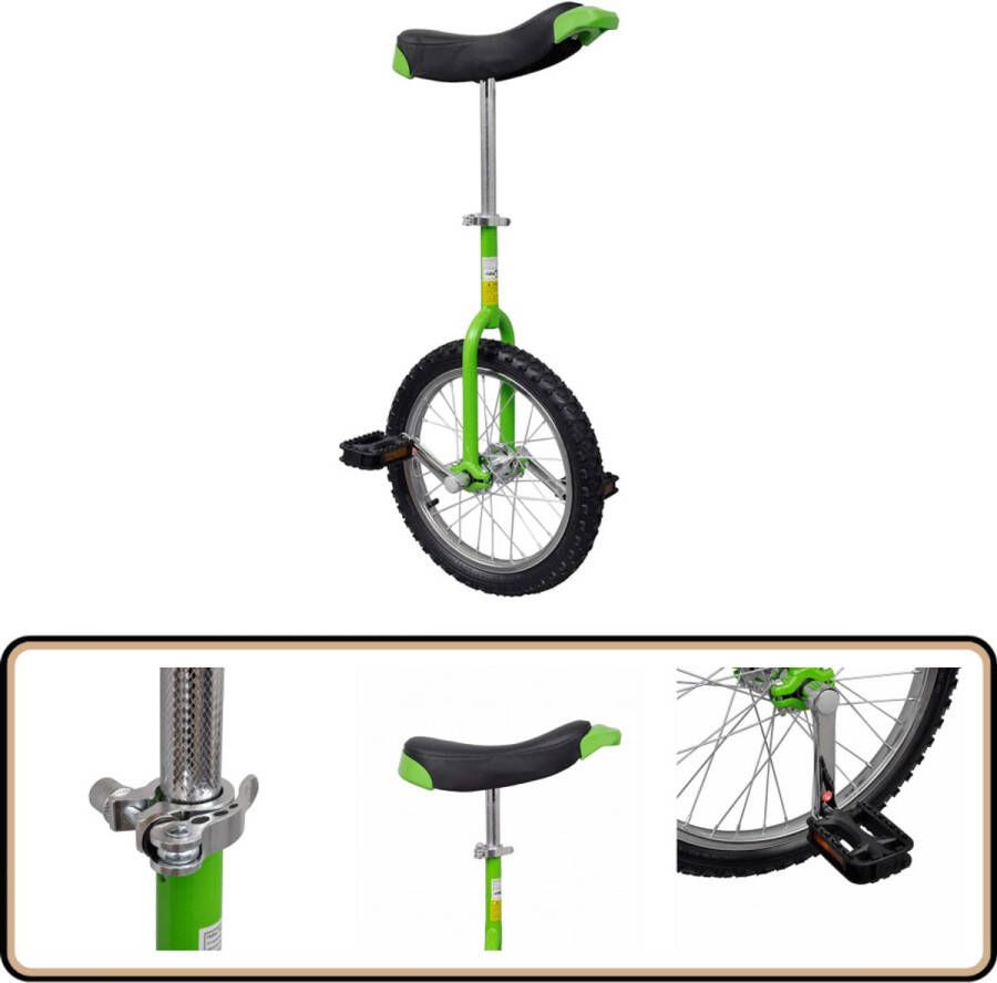 VidaXL Eenwieler verstelbaar Groen 16 inch Voor kinderen Eenwieler Eenwielfiets Eenwiel Fiets
