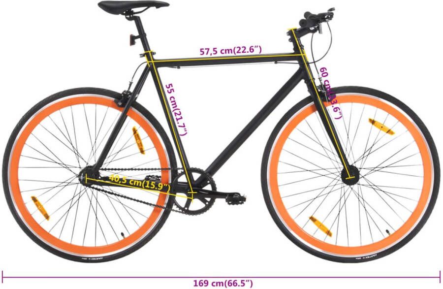 VidaXL Fiets met vaste versnelling 700 c 55 cm zwart en oranje Fixed Gear Fiets Fixed Gear Fietssen Fiets Stadsfiets