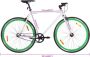VidaXL Fixed Gear Fiets Fixed Gear Fietssen Fiets Stadsfiets Fiets met vaste versnelling 700 c 55 cm wit en groen - Thumbnail 1
