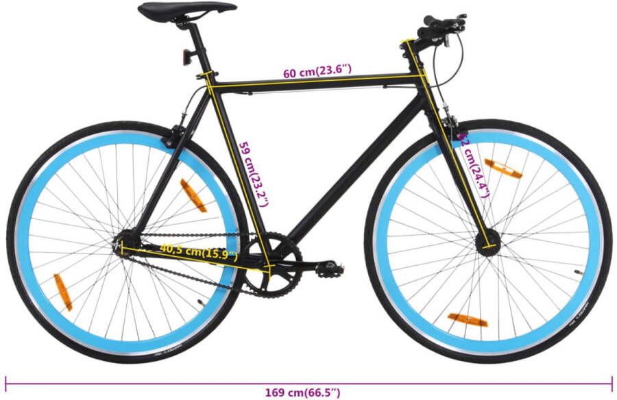 VidaXL Fixed Gear Fiets Fixed Gear Fietssen Fiets Stadsfiets Fiets met vaste versnelling 700 c 59 cm zwart en blauw