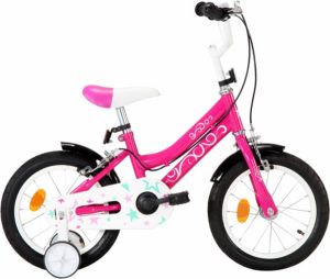 VidaXL Kinderfiets 14 inch zwart en roze