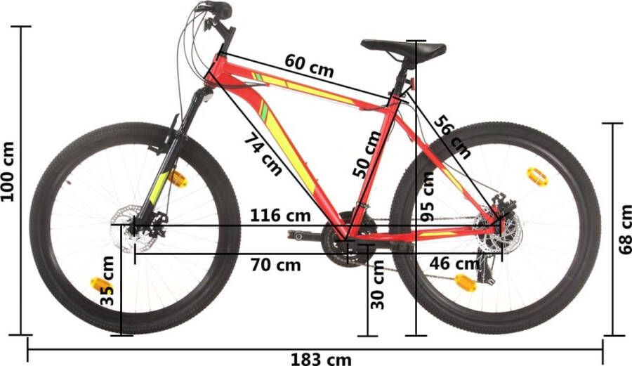 VidaXL Mountainbike 21 versnellingen 27 5 inch wielen 50 cm frame rood