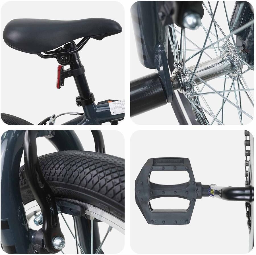 VidaXL BMX Fiets 16 Inch voor 5-8 jaar oud Donkergrijs