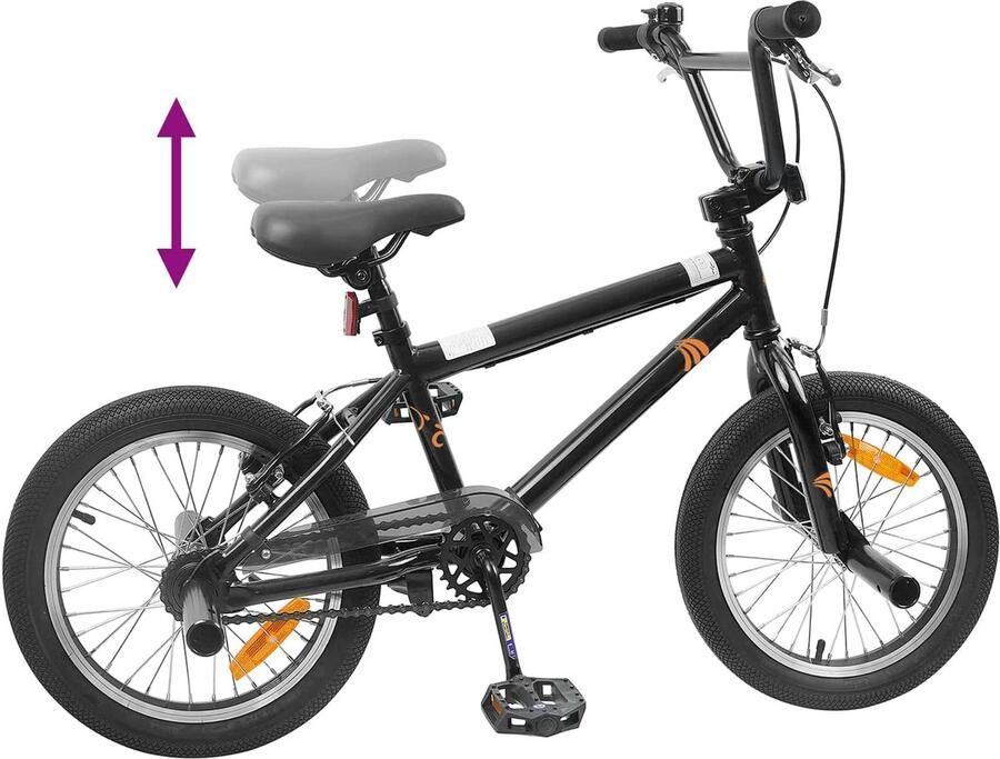 VidaXL BMX Fiets 18 Inch voor 7-10 jaar oud Zwart