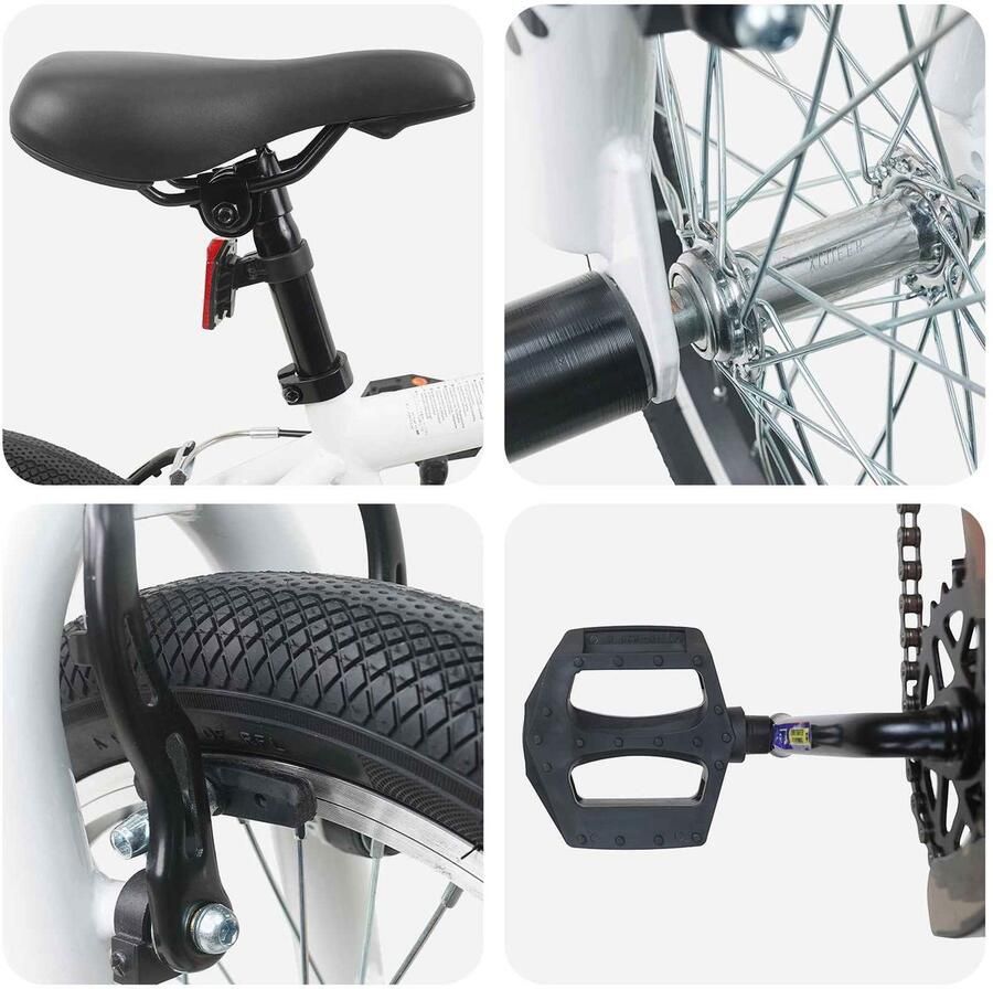 VidaXL BMX Fiets 20 Inch voor kinderen ouder dan 9 jaar Wit