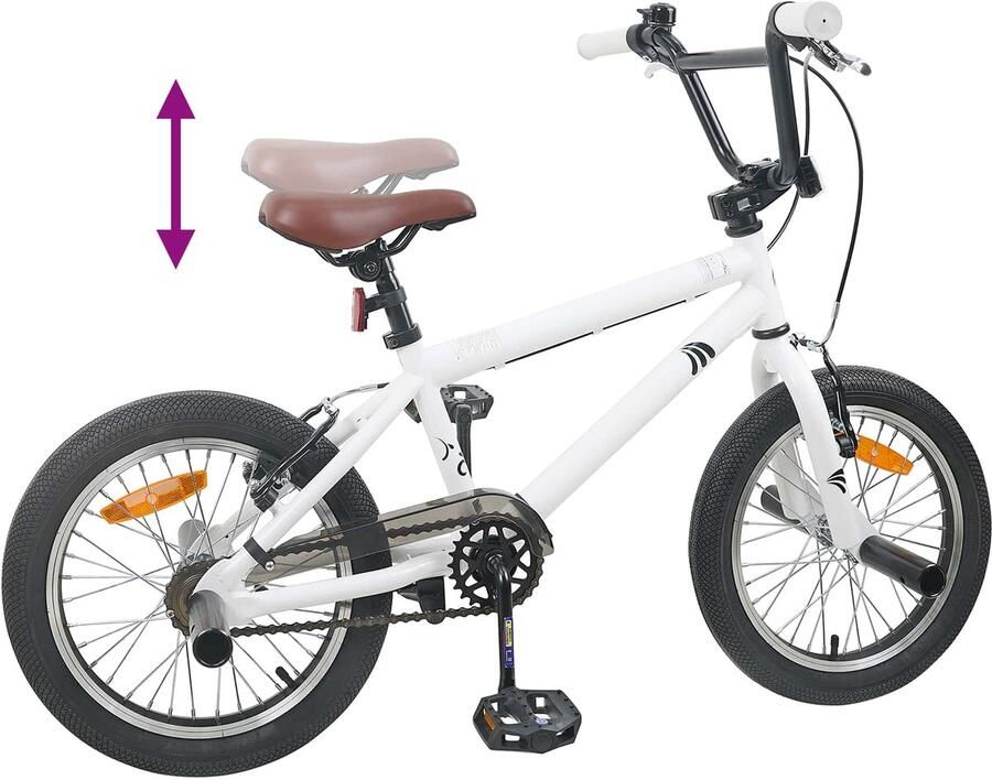 VidaXL BMX Fiets 20 Inch voor kinderen ouder dan 9 jaar Wit