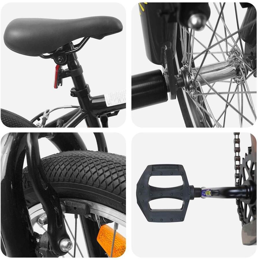 VidaXL BMX Fiets 20 Inch voor kinderen ouder dan 9 jaar Zwart