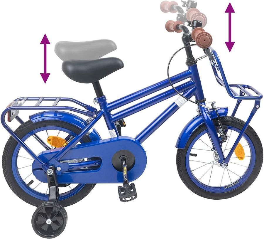 VidaXL Kinderfiets 12 Inch voor 2-4 jaar oud Donkerblauw