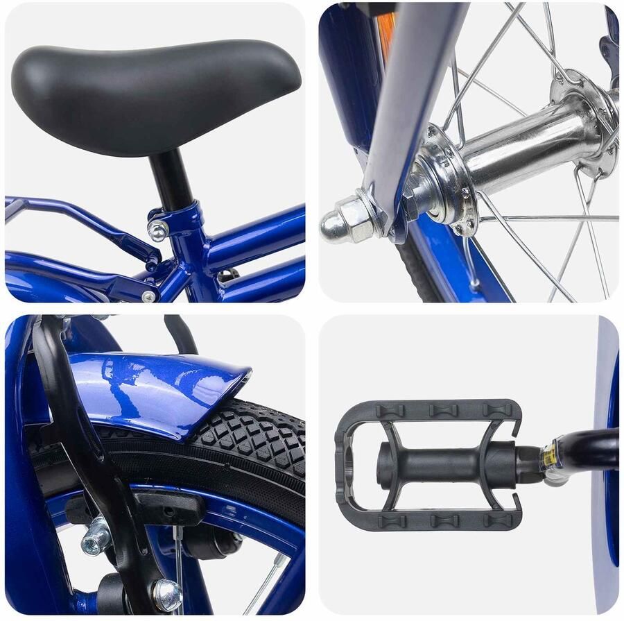 VidaXL Kinderfiets 12 Inch voor 2-4 jaar oud Donkerblauw