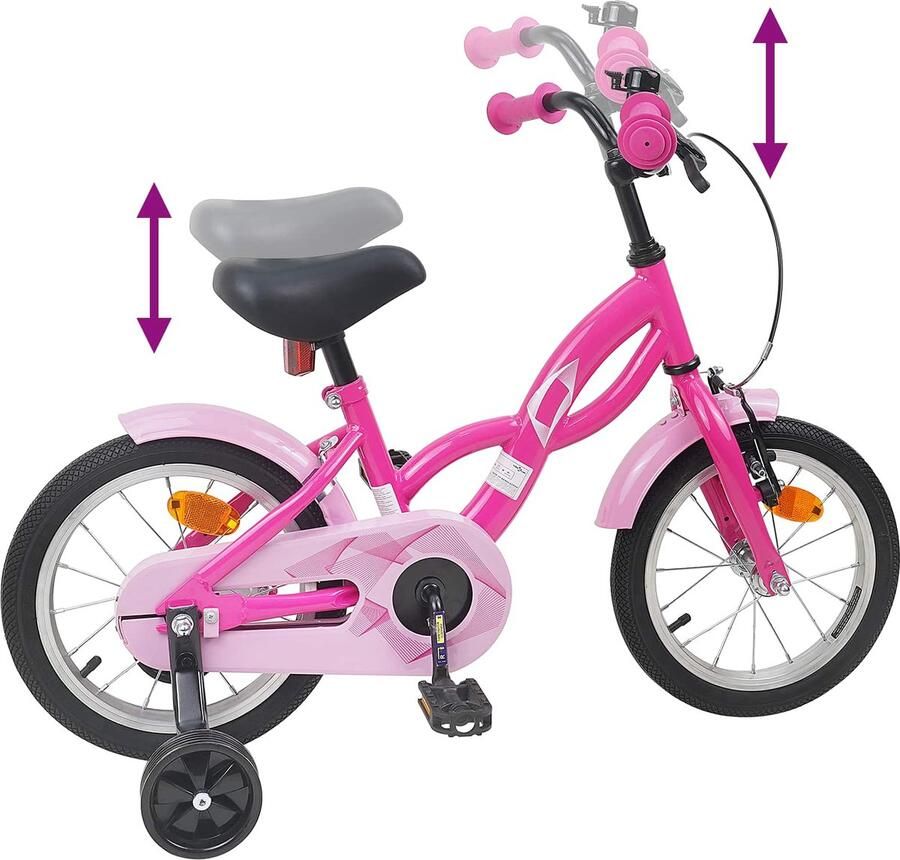VidaXL Kinderfiets 12 Inch voor 2-4 jaar oud Donkerroze - Foto 1
