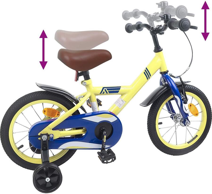 VidaXL Kinderfiets 12 Inch voor 2-4 jaar oud Geel